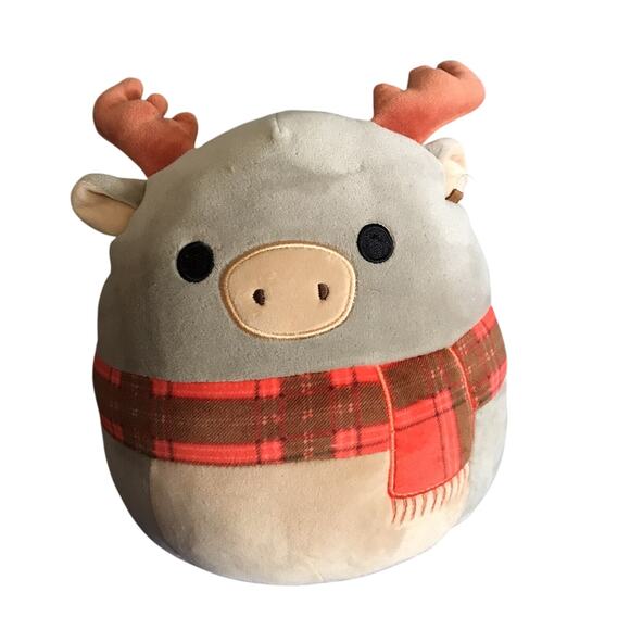 Squishmallow Plush 12" Patterson Autumn Moose Brown Plaid Scarf Stuffed Animal - Picture 1 of 3